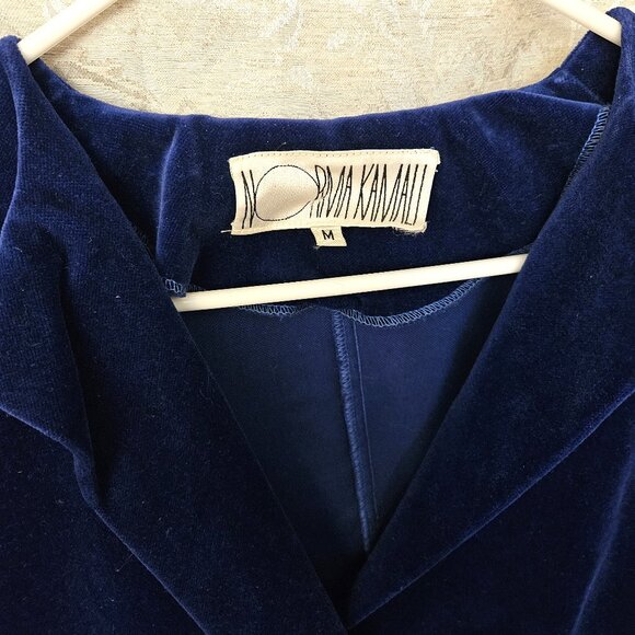 Norma Kamali avant-garde vintage couture 1980s sapphire velvet peplum jacket - Picture 2 of 10